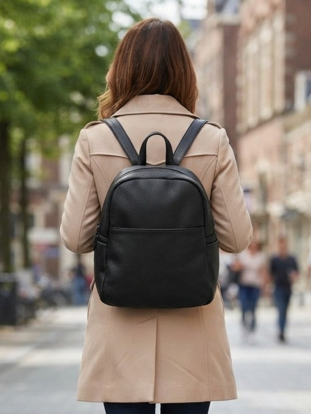 Jen & Co. Black Pebbled Faux Leather Backpack - Excellent Used Condition